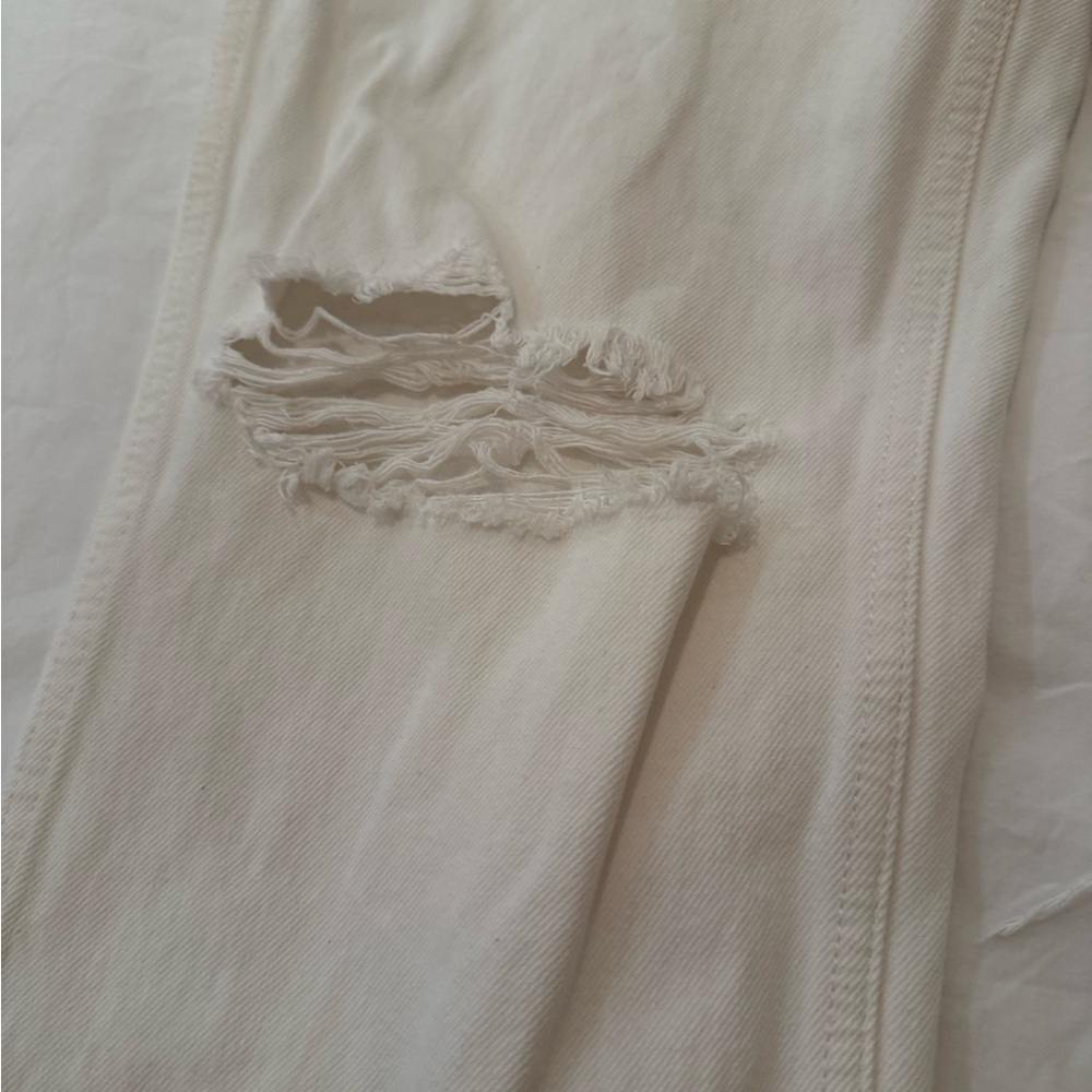 Re/Done High Rise Loose Ripped White Jeans - Picture 3 of 11